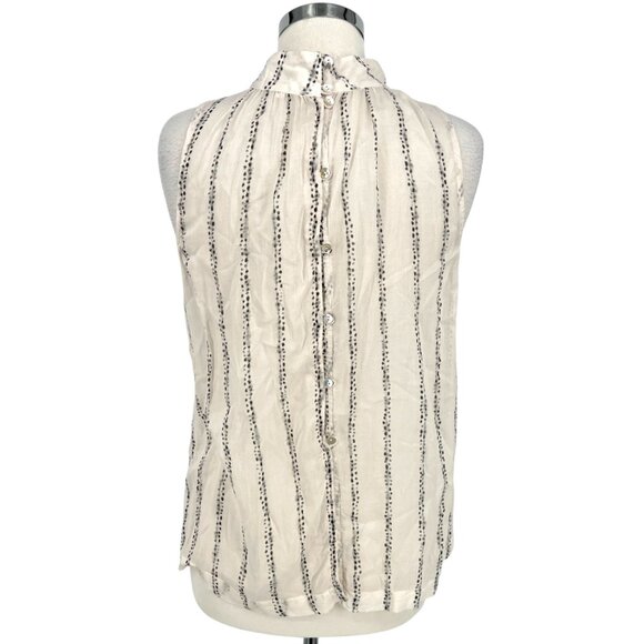 Bella Dahl High Neck Sleeveless Back Button Up Top White Black Size Large - Picture 7 of 11